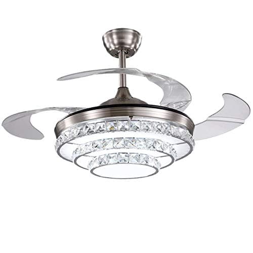 HAIXIANG Crystal 3 Layers Ceiling Fan Ceiling Lamp Invisible Remote Control Ceiling Light Lamp 42-inch Lighting Chandelier LED 36W Light Fixture Gold