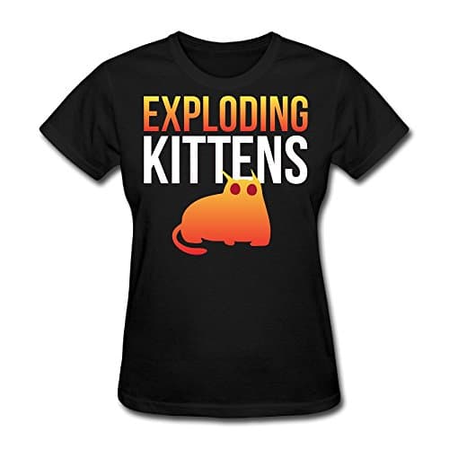 Ruihua Women's Exploding Kittens Game Logo T-shirt L Black