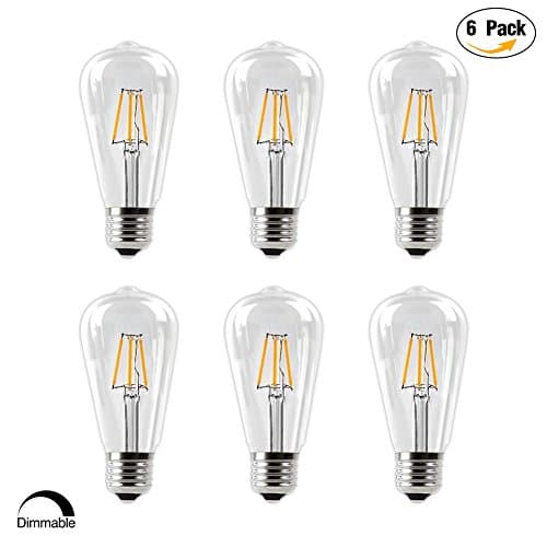 IMINOVO Edison LED Bulb, Dimmable 4W ST64 LED Bulb Cage Filament Light For Decorate Home, E26, 3200K, Warm White, Pack of 6