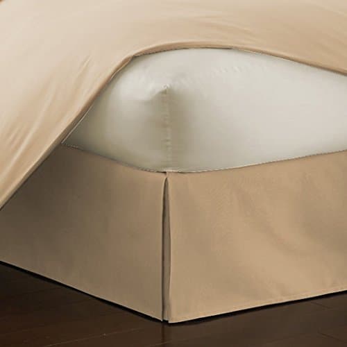 The OuTNet Hotel Collection Bedding 500-Thread-Count 100% Egyptian Cotton Short Queen Damask Solid 1pc Bed Skirt With 18" Drop Length, Gold