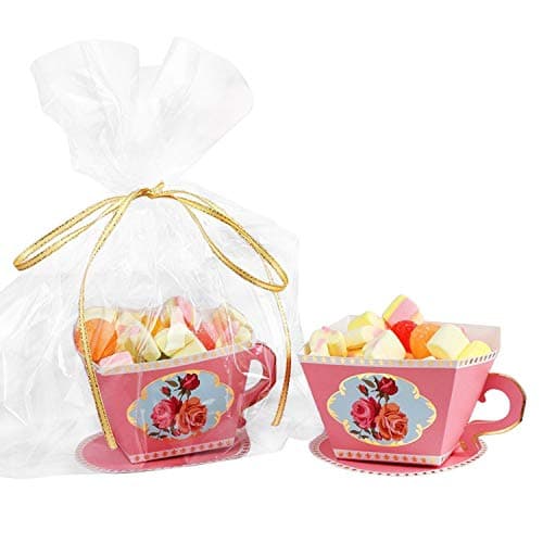 AISHOPE Teacups Candy Boxes, Wedding Favors Tea Candy Boxes Gift Box Favor Boxes for Wedding,Tea Time Party Decorations, 50pcs(Pink)