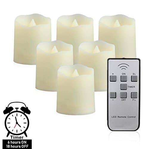 Flameless Candles,LED Tea Lights With Remote Control,Battery Operated Flicking Tealights Bluk With Timer In Warm White For Wedding,Christmas and Birthday Party-6 Pack