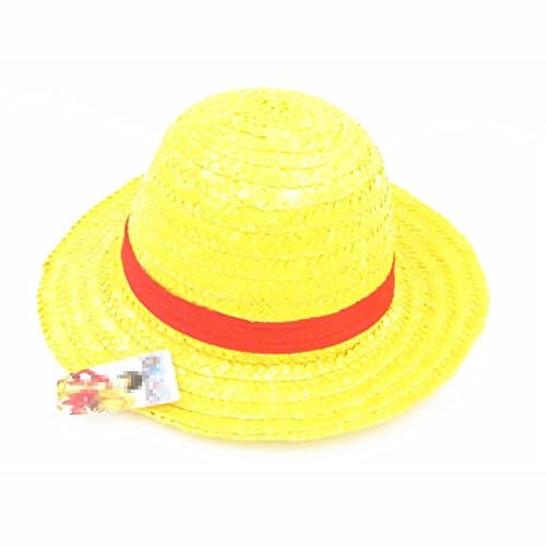 One piece Luffy Straw Hat with String by MOVTEKE Cosplay Accessories Better for kids Yellow Color (33CM)