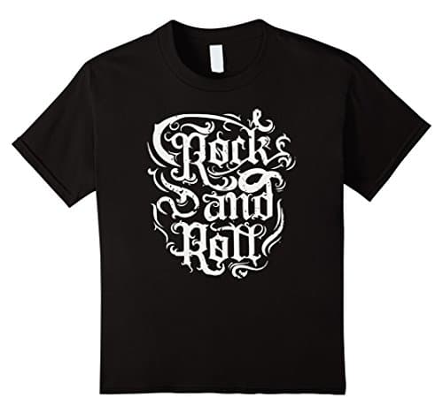 Kids Heavy Metal Rock and Roll Gothic Scroll Text T Shirt 12 Black