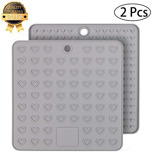 Yeeteching Silicone Pot Holders and Oven Mitts Hot Pots 7.28x7.28inch Trivet Mats,Drying Mat,Heat Resistant Pack 2