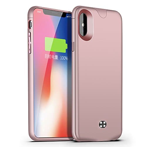 Iphone x Battery Case, Sgrice 4600Ah Rechargeable Portable Battery Charging Case Extended Battery Juice Pack Protective iphone Case for iphone X/10(5.8inch) –Rose gold