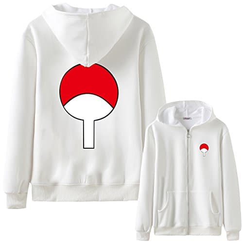 Naruto Uchiha Sasuke Hoodies Jacket (Small, White)