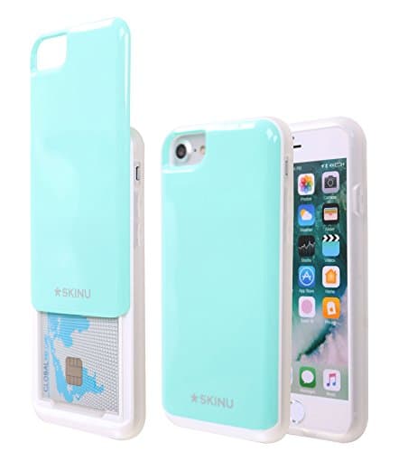 iPhone 7 Plus Case,SKINU SLIDE Case Credit Card Case [Shockproof] [Slide Pocket] [Mirror] Hybrid Protective Cover Case for iPhone 7 Plus (Mint)