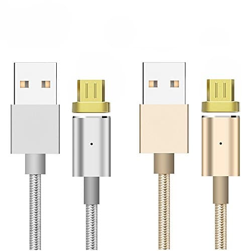 Magnetic Charging Cable [2pieces 3ft] POMER High Charging Speed Extremely Durable Nylon Braided LED Display Micro USB Cable For Android