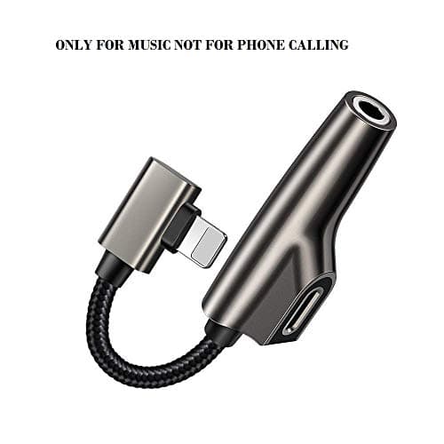 UNMCORE 2 in 1 Elbow Design Charging & 3.5mm Audio Headphone Earphone Converter Jack Connector Cable Compatible with iPhone (Audio Port-Only for Music Not for Phone Calling)