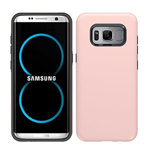 Galaxy S8 Slim Case, HLCT Slim Fit Thin Interior TPU Bumper &amp; Hard PC Back, Shock-Absorption Hybrid Dual-Layer Cover (Rose Pink)