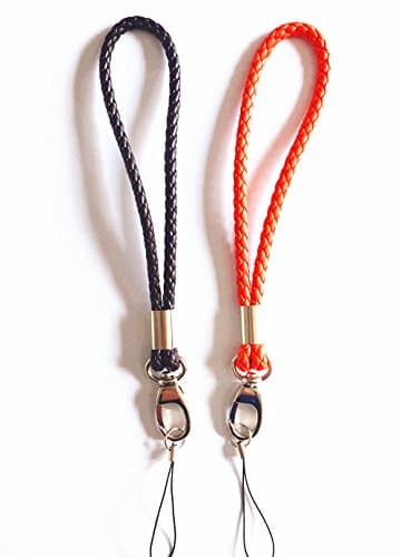 Braided PU Straps Hand Wrist Strap[2Pack] Leather Wrist Lanyard with J-Hook for Camera &amp; Cell Phone &amp; Purse&amp; keychain-Charms Around Your Wrist—Assorted Different Color (Brown/Orange)