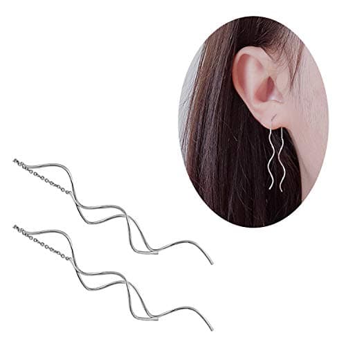 Sterling Silver Fresh Style Exquisite Threader Dangle Earrings Curve Twist Shape for Women's Gift