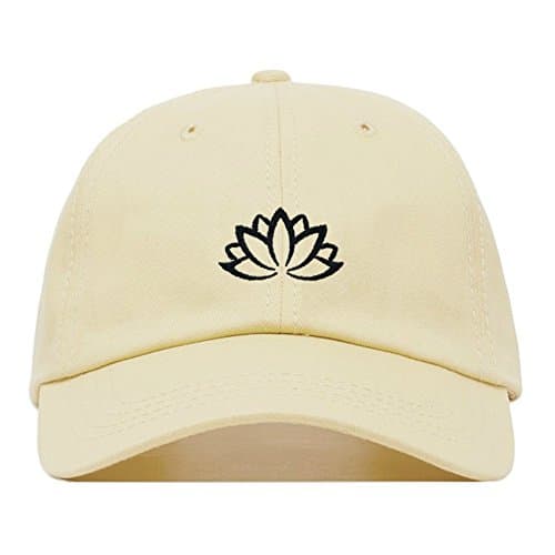 Lotus Flower Baseball Hat, Embroidered Dad Cap, Unstructured Soft Cotton, Adjustable Strap Back (Multiple Colors)