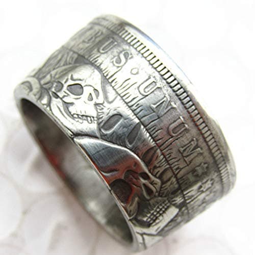 jooact Hobo 1896 Morgan Dollar Coin Ring Silver Plated Handmade Handcraft Ring
