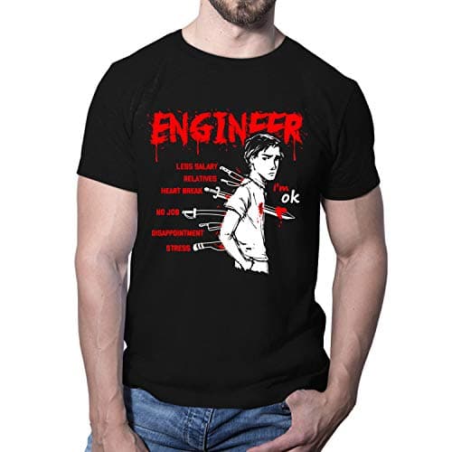 Moonfy Engineer Men's Graphic Printed Round Neck Half Sleeve T-Shirt