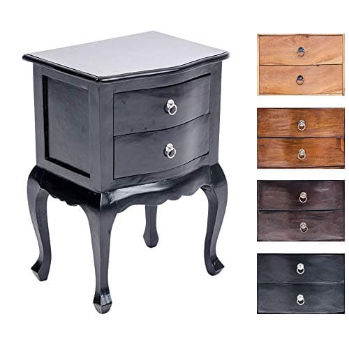 CLP Occasional table KING, approx. 70 x 50 x 35 cm (HxWxD), mahagony wood, solid timber, 2 drawers, bedside table black