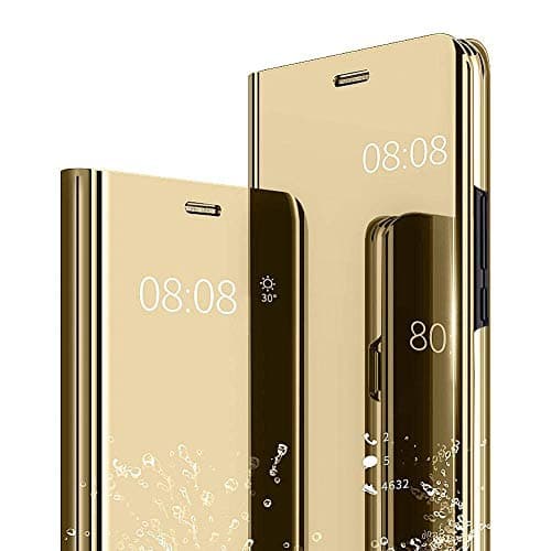 Mirror Case for Samsung Galaxy A5 2017, Flip Case Clear View Cover Case Shell Mirror Plastic Shockproof Hard Case Cover Luxury Protective Case with Function Support - Gold
