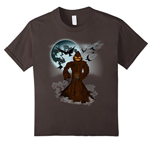 Kids Halloween Pumpkin Jack o' Lantern Full Moon and Crows Shirt 6 Asphalt