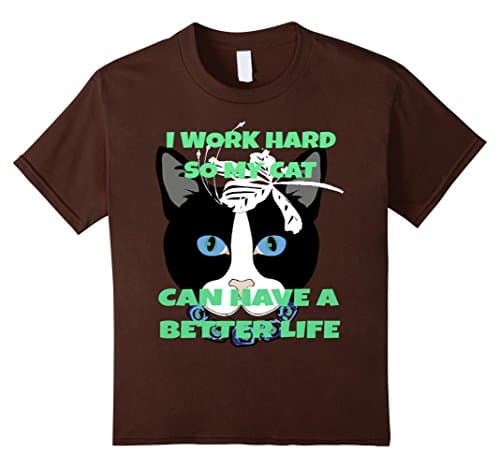 Kids I Work Hard So My Cat Can Have A Better Life T Shirt 3 6 Brown