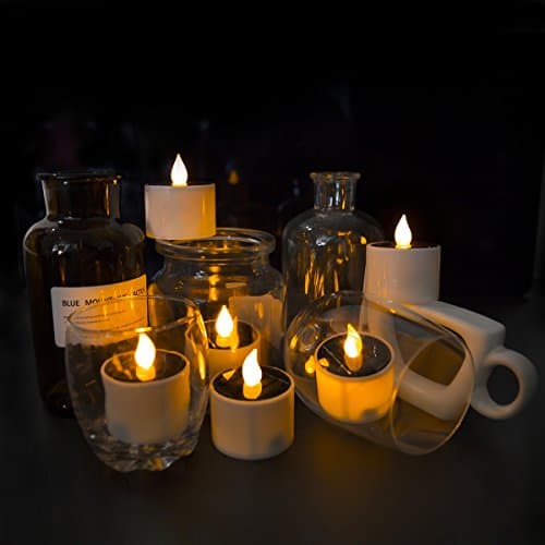 ANLight 6 Pcs Solar Power Yellow Flicker LED Tea Lights Flameless Solar Operated Candles Lamp Nightlight for Outdoor Camping Emergency Holiday Evening