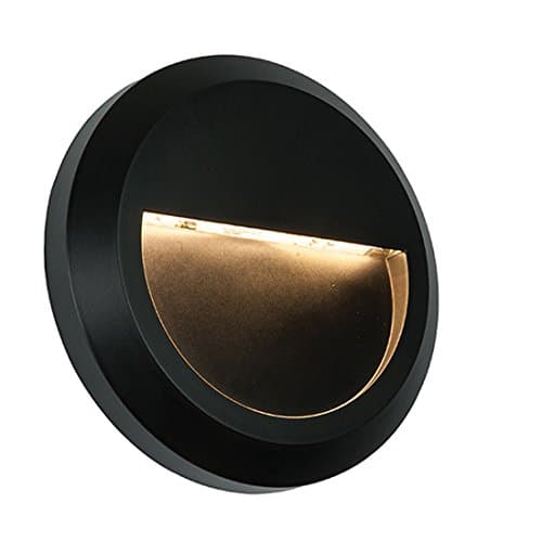 Outdoor Circular Step Stair Lighting ZONK Wall Surface Mount LED Brick Light Waterproof Landscape Deck Footlight Path Light, Black