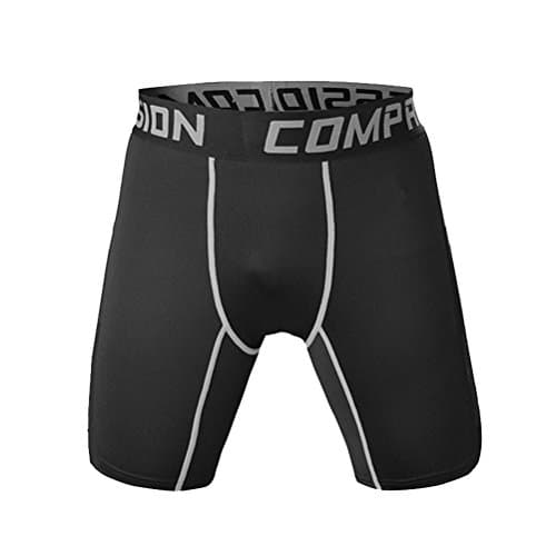 High elastic mens casual plain color black compression short tight