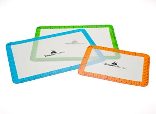WonderKitchen Silicone Baking Mat Set - Non Stick Mats for Cookie Sheets, Toaster Ovens, and Microwaves, Pack of 3
