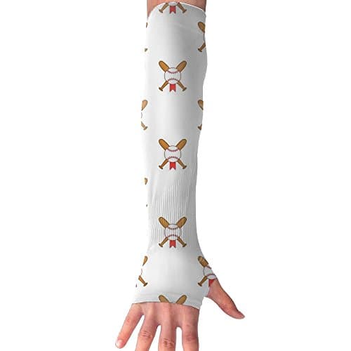 Crossed Baseball Bats Pattern Cartoon Style Arm Sleeves,Coolet Compression Sleeves For The Arm And Elbow. 99% UV Protection And Cooling Ability For Outdoors