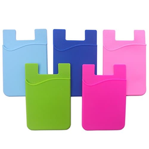 Adhesive Phone Wallet, FoxMega Cell Phone Card Holder for All Smartphones &amp; Cases - 5 Pcs (Green/Rose/Pink/Light Blue/Blue)