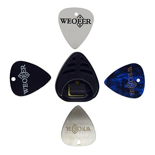 WEQEER Guitar Pick Holder Kit for Beginners | 1 Sticker Holder with 4 Picks