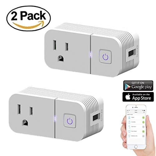 Cyber Monday Deals Day 2017-WiFi Smart Plug Mini Smart Outlet Compatible With Alexa And Google Home,No Hub Required, WiFi Wireless Energy Monitoring, Remote Control Light Switch 2 Pack