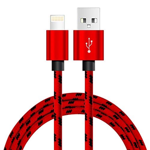 Bluetooth Mansion (2 packs) 1m Nylon Braided Tangle-Free Micro USB Cable with Gold-Plated Connectors for iPhone 6s Plus/ 6 /SE/5s 5c 5, iPad Air / mini / 4th Gen, iPod nano / touch (Red)