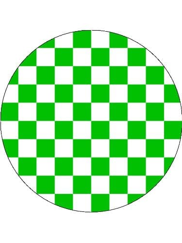 7.5" Green Checker Pattern Print Cake Toppers Decorations on Edible Rice Paper