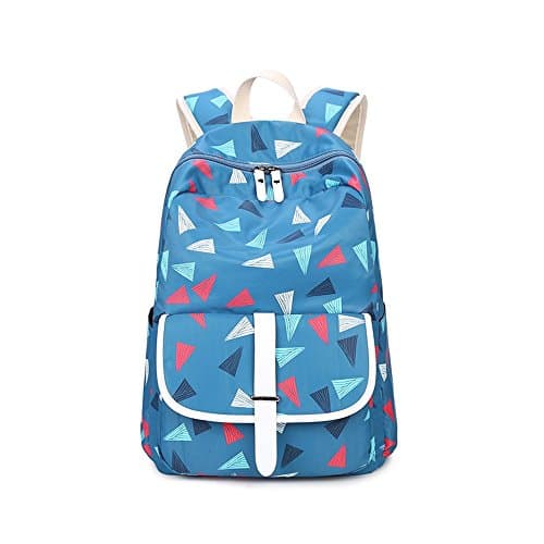 S Kaiko Geometric Pattern Canvas Backpack School Bakcpack for Women and Men School Bag Daypack Teenager Rucksack Traveling Backpack for Hiking Clambing (dark blue)