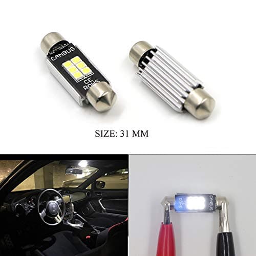 2pcs 31MM (1.25") Festoon LED Bulbs, DE3175 6428 Extremely Bright With 6000K Canbus Error Free 6- SMD 3020 Chipsets For Map Dome License Plate Lights Lamps , Xenon White
