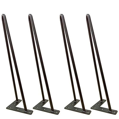 Coffee Table Legs 16 Inch 2 Prong 10mm Steel Metal Hairpin Leg for Furniture Dinning Table Desk Chair TV Stand, Pack of 4