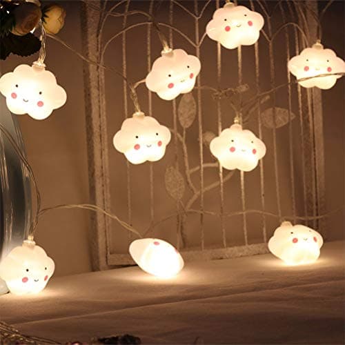 JiuRong 20leds Clouds Fairy Light, Battery Powered Christmas String Light for Bedroom Livingroom Kids Room Decor