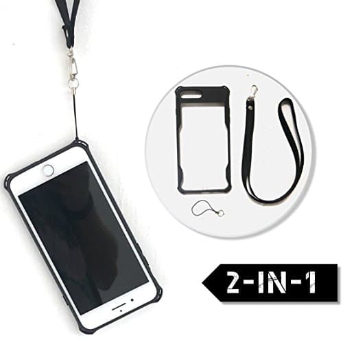 NEW Premium iPhone Lanyard Case for 6 Plus &amp; 6S Plus | Unique Loop Hole Attachments for Wrist Strap or Necklace Tether etc. | Best Travel Gift | Ultra Slim Durable TPU Bumper | Black &amp; Clear