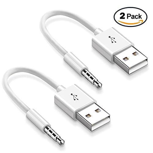 iPod Shuffle Cable,Seekermaker 2 Pack 3.5mm Jack to USB Charging Cable for Apple iPod Shuffle 3rd 4th 5th 6th 7th Generation MP3/MP4 Player