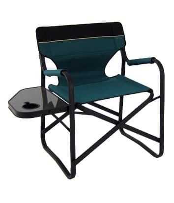 Onway Aluminum Portable Folding Deck Chair with Side Table (Green) - Camping Chair / Director Chair / Outdoor Chair / Garden Chair / Tailgating / Event