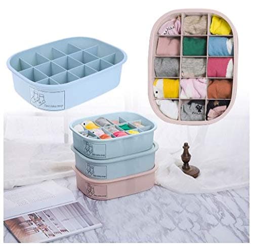 Kriva Plastic Separate Storage Box Underwear Socks Storage Compartment Bra Finishing Box - 1pc (Assorted Color)