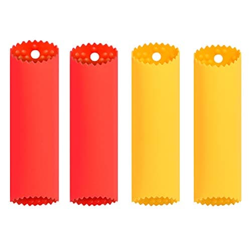 KSPOWWIN 4 Pack Upgrade Version Silicone Garlic Peeler Garlic Roller Peeling Tube Easy Useful Kitchen Tools(Red & Yellow)