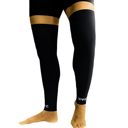 XYZ Athletic Leg Copper Compression Sleeves- Aids Circulation, Blood Flow- Knee &amp; Calf Support, Warm Up, Endurance, Recovery- 2 Sleeves (Small)