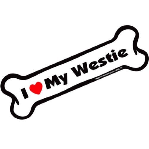 7" Dog Bone Magnet - Works Great on Cars, Refrigerators, Mailboxes and More (I Love My Westie)