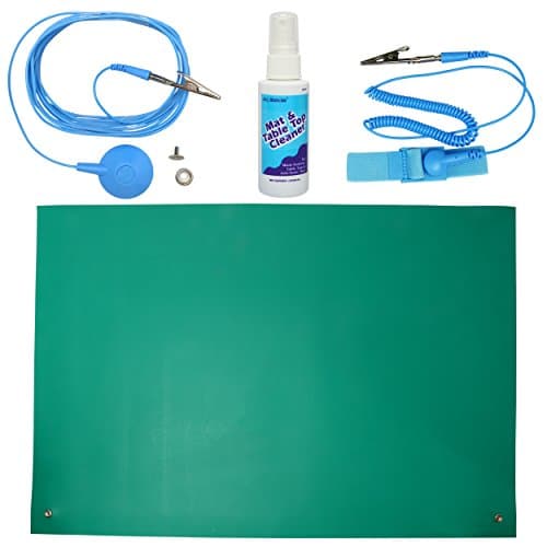 ESD High Temperature Mat Kit | 24" x 36" | Emerald Green | With (1) ESD Wrist Strap, (1) Grounding Cord (1) Bottle of Mat Cleaner