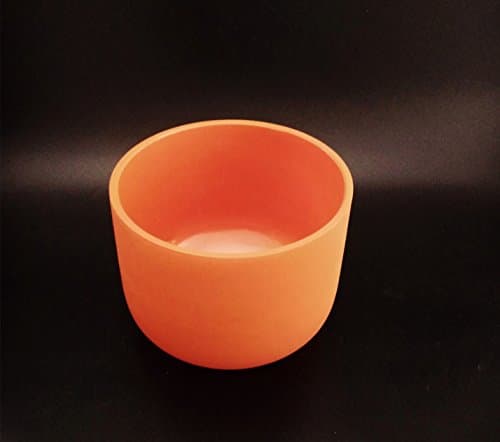 Both sides Orange Color Frosted D Sacral Chakra Quartz Crystal Singing Bowl 10"