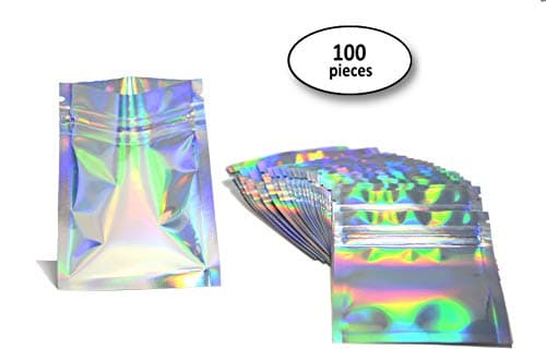 100- 3x4" Premium Smell Proof Flat Ziplock Double-Sided Reusable Mylar Foil Storage Bags