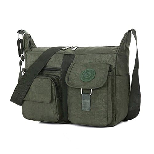 Hynbase Upscale Cross Body Messenger Casual Canvas Large Shoulder Bag Amy Green