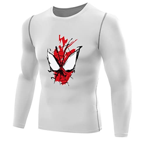 HJGBEDS Spider man Men Tee Shirts Compression Tops Small White